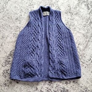 Aran Sweater Market made in Ireland 100% merino wool cable knit vest